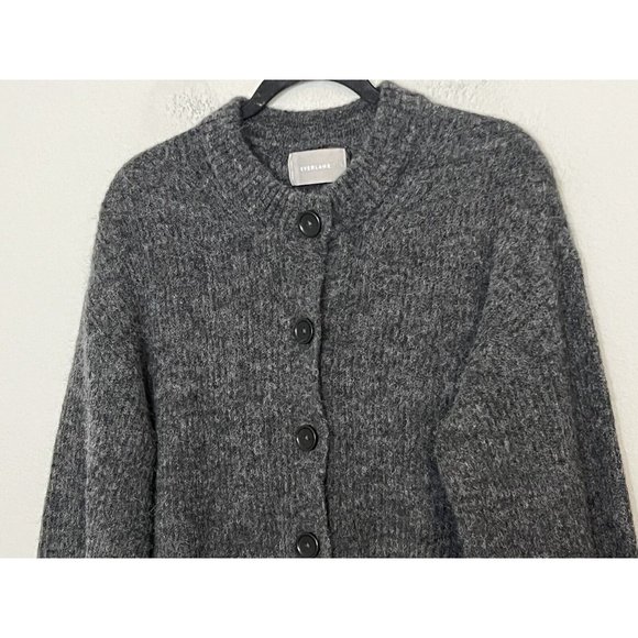 Everlane Alpaca Blend Knit Charcoal Gray Button Down Cardigan Size Large - Picture 3 of 14